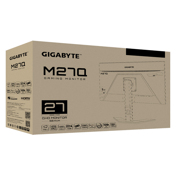 MONITOR GIGABYTE 27" TIPO-C IPS QHD 0,5MS 170HZ M27QS AJUS
