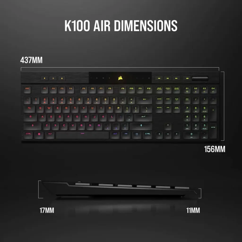 TECLADO MECÁNICO CORSAIR K100 AIR RGB WIRELESS - CHERRY MX
