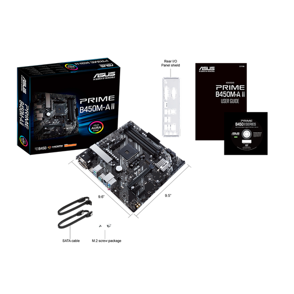 ASUS B450M-A II – Micro ATX, USB 3.2, PCIe 4.0, DDR4