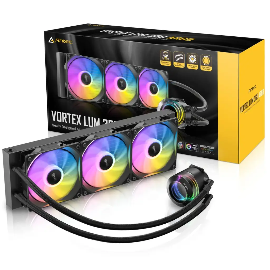 [21457] REFRIGERACION ANTEC VORTEX LUM 360 ARGB NEGRA