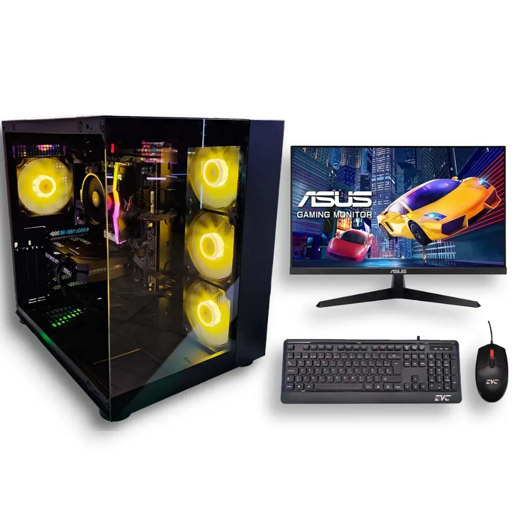 [51226] PC Gamer AMD RYZ 5 5600XT con RTX 5060 8GB, 16GB DDR4 RGB y Monitor ASUS IPS 24″ 120Hz